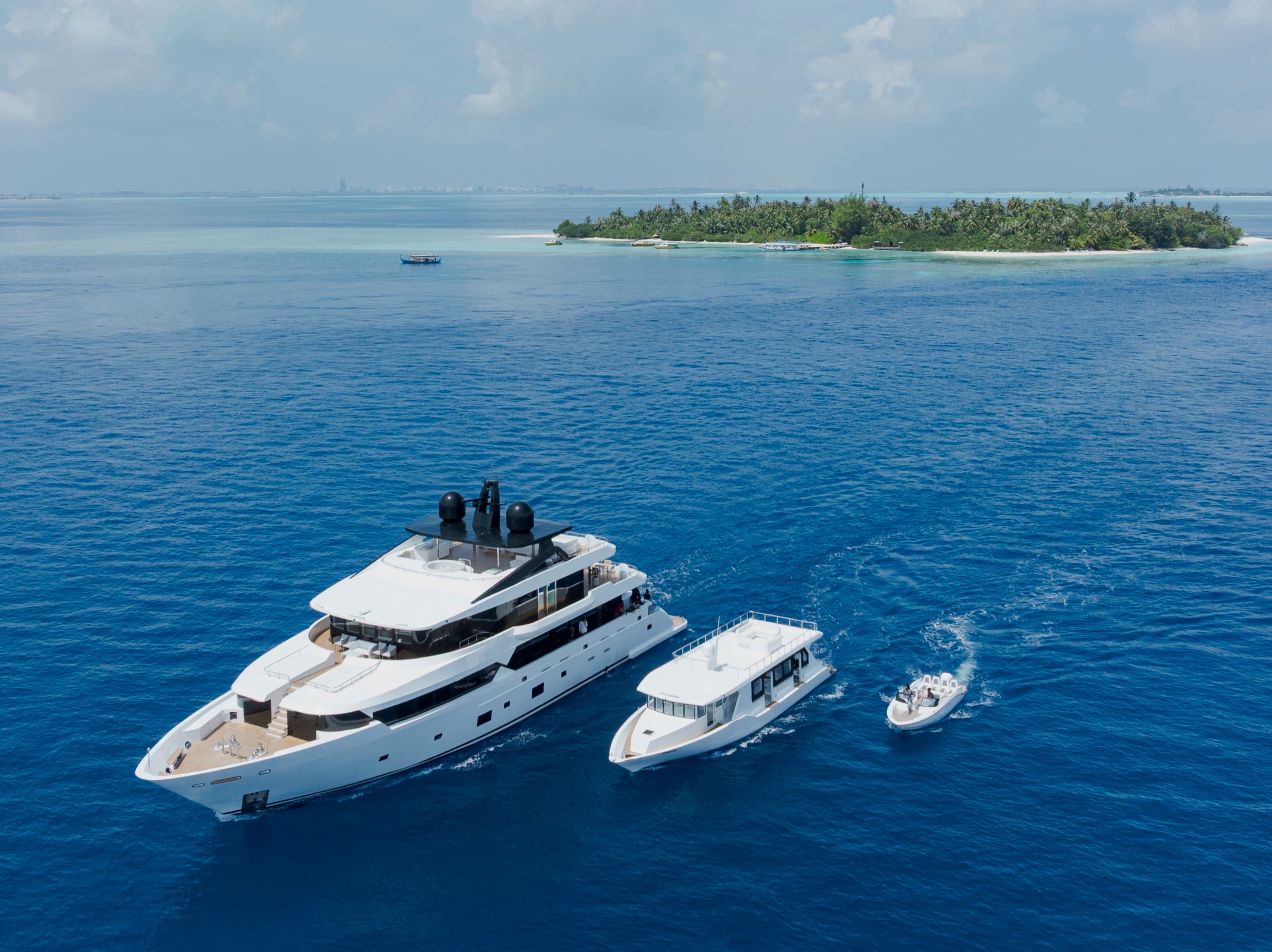 SERAI Ocean Dream at anchor over a turquoise lagoon